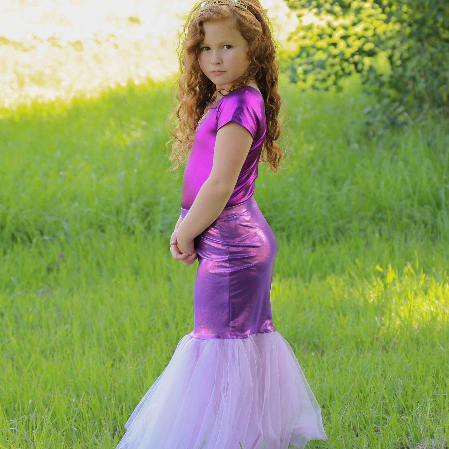 Mermaid Skirt & Crown Set - Purple