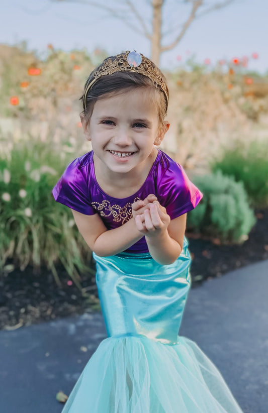 Girls Mermaid Costumes - Mermaid Costume Set - Purple/Teal - Metallic Leotard