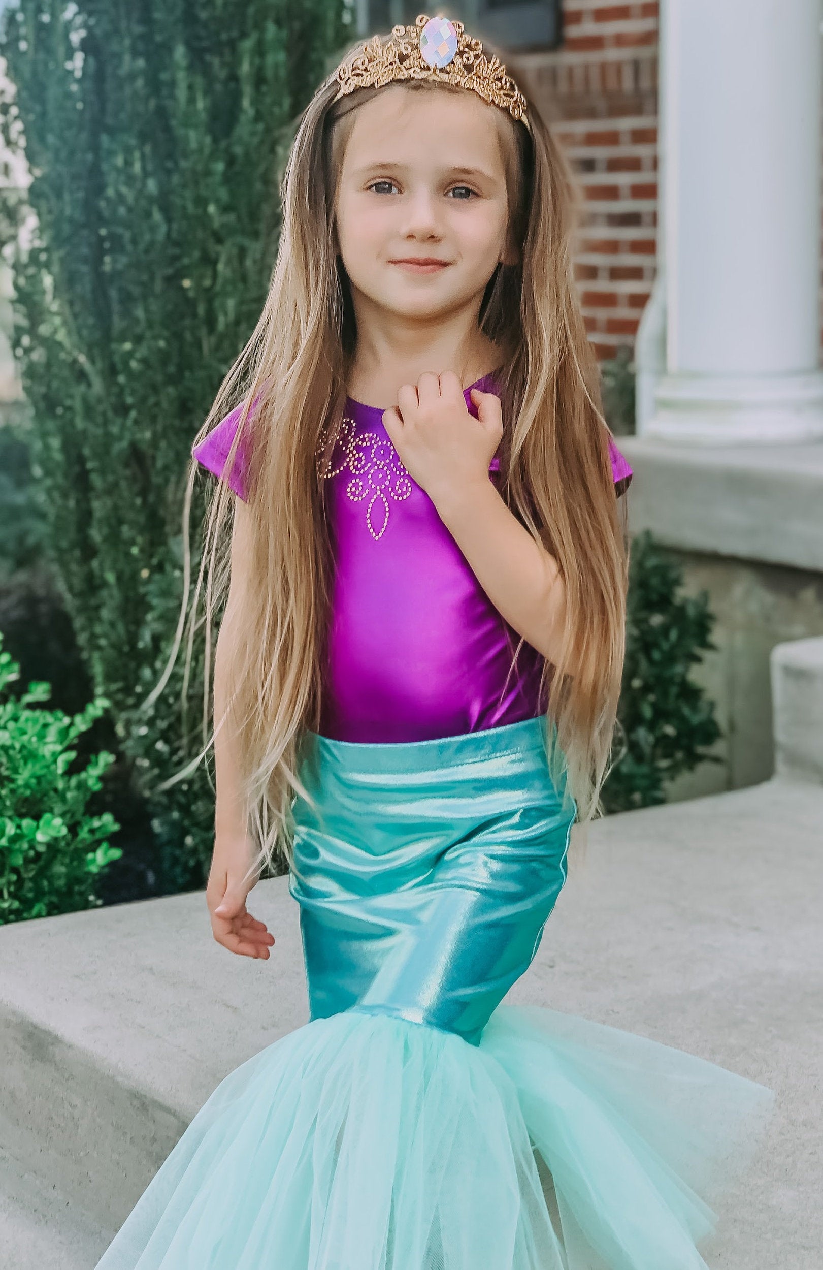 Girls Mermaid Costumes - Mermaid Costume Set - Purple/Teal - Metallic Leotard