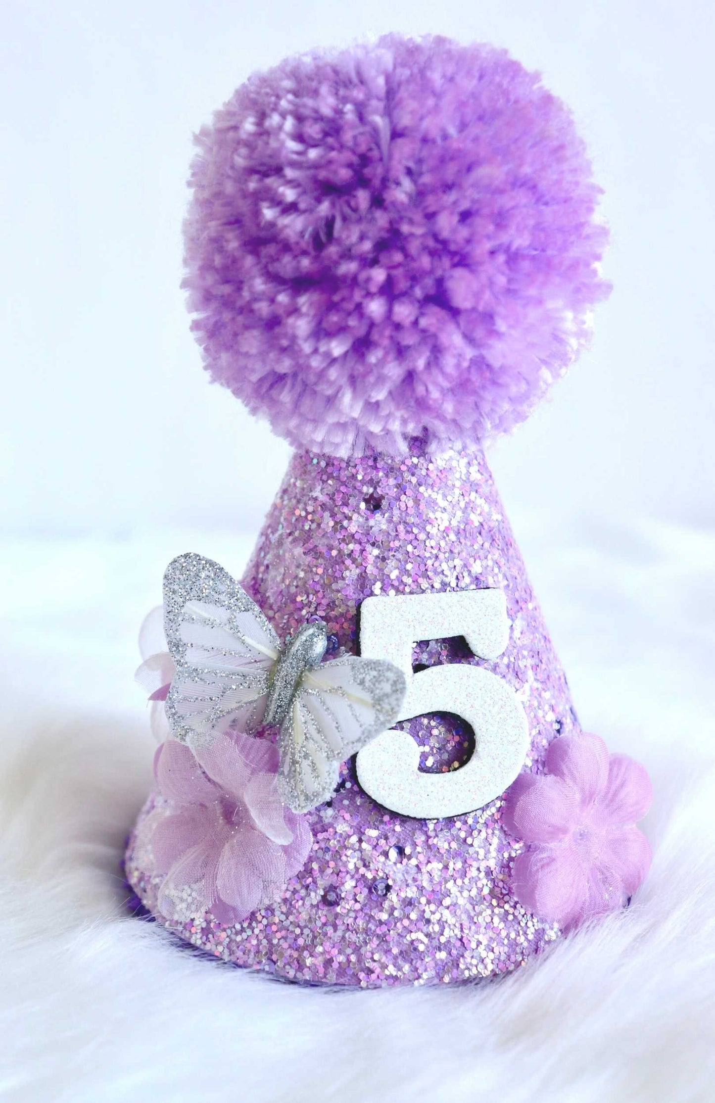 Lilac Butterfly Enchantment Birthday Party Hat