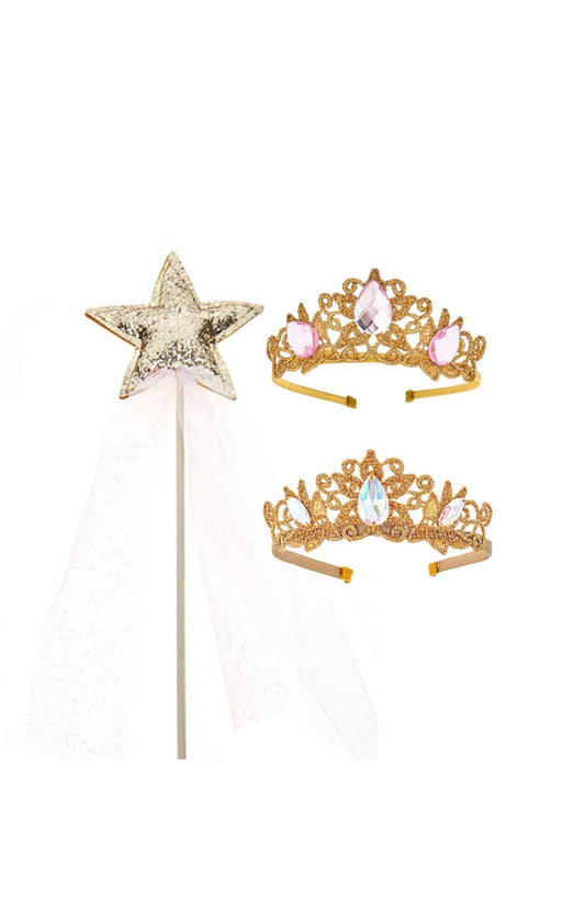 Princess Gift Set, Crowns + Wand, Gold & Pink