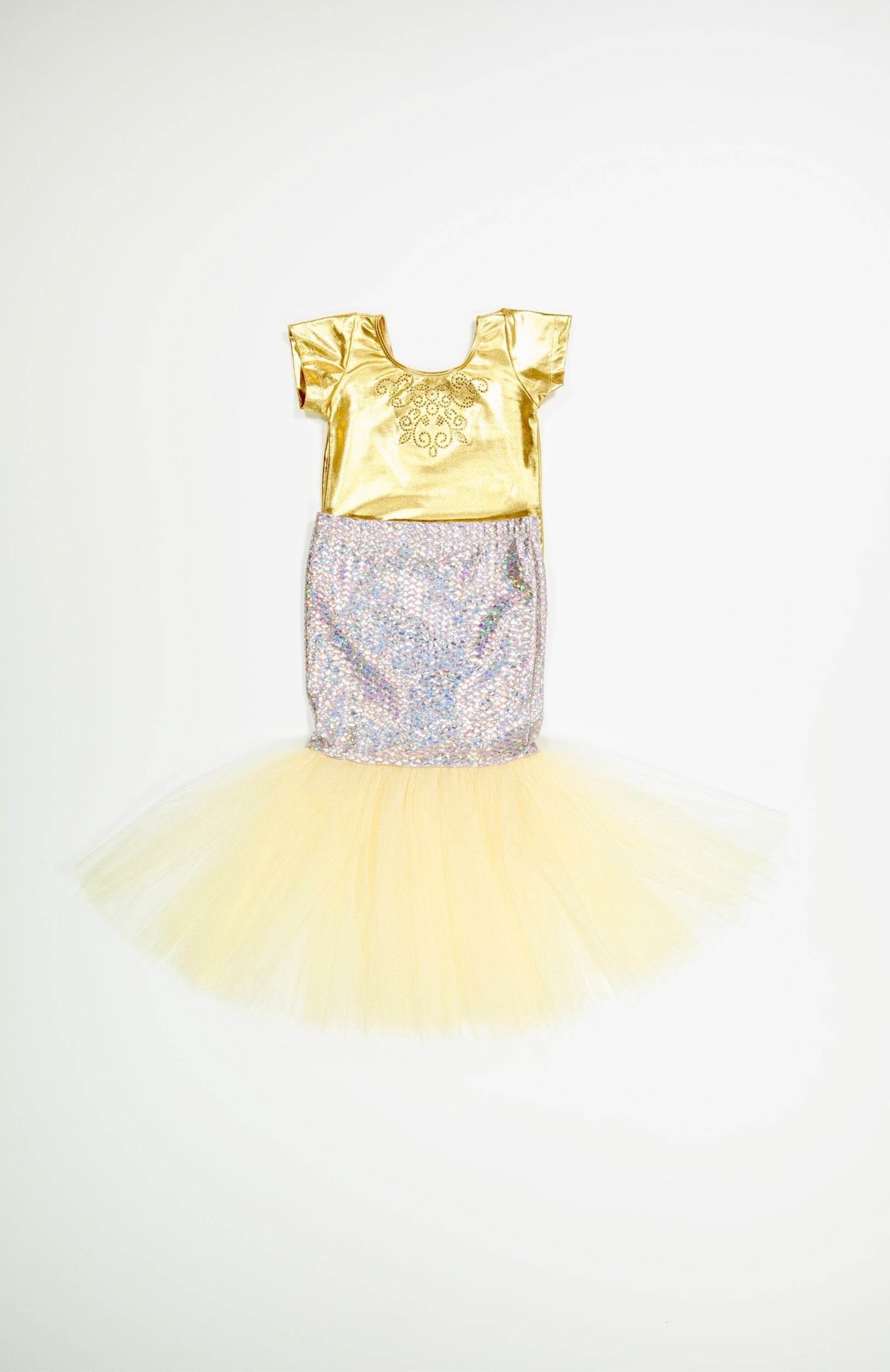 Princess Dresses - Mermaid Costume Set - Gold Metallic Leotard